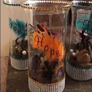 Set of three handmade decorative vases.